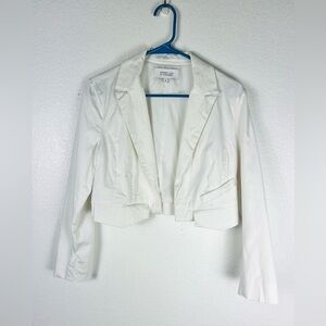 Derek Lam 10 Crosby Women's White Cropped Open Front Stretch Blazer Size 6